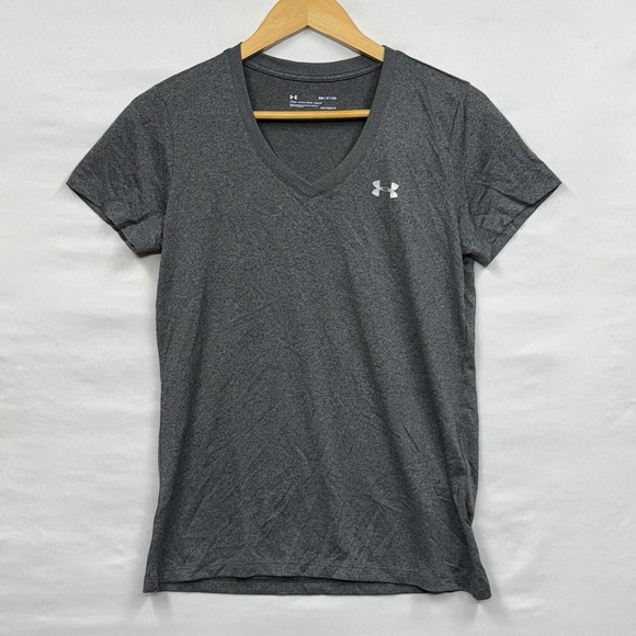 Under Armour Heatgear Loose Fit V‎ Neck T Shirt Women's Size SM Dark Gray - Picture 3 of 14